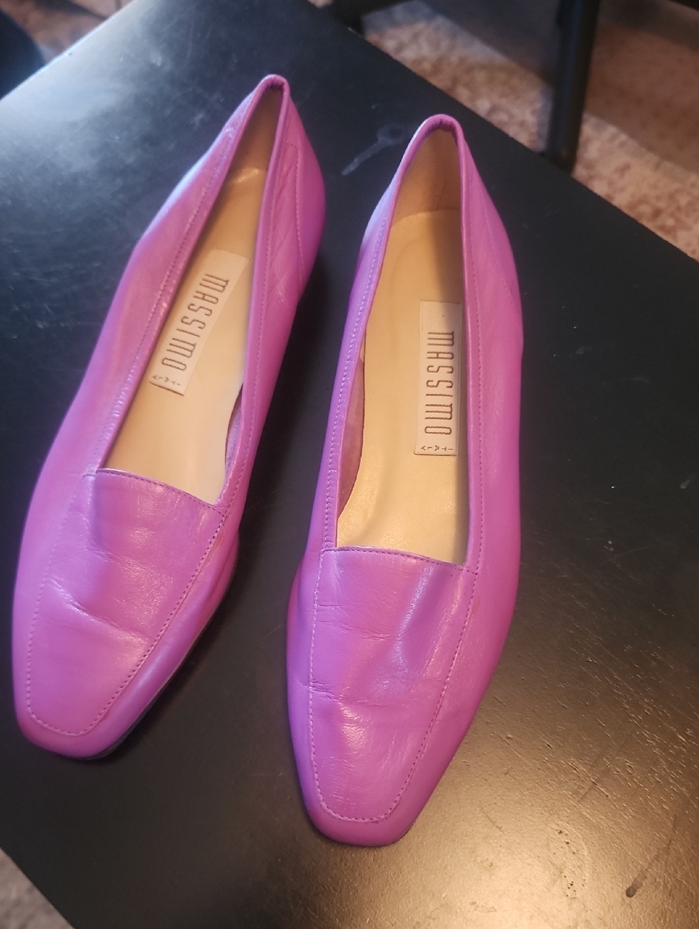Massimo Women's Bright Magenta Leather Loafers Size 8